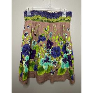 Free People linen floral pleated skirt size M